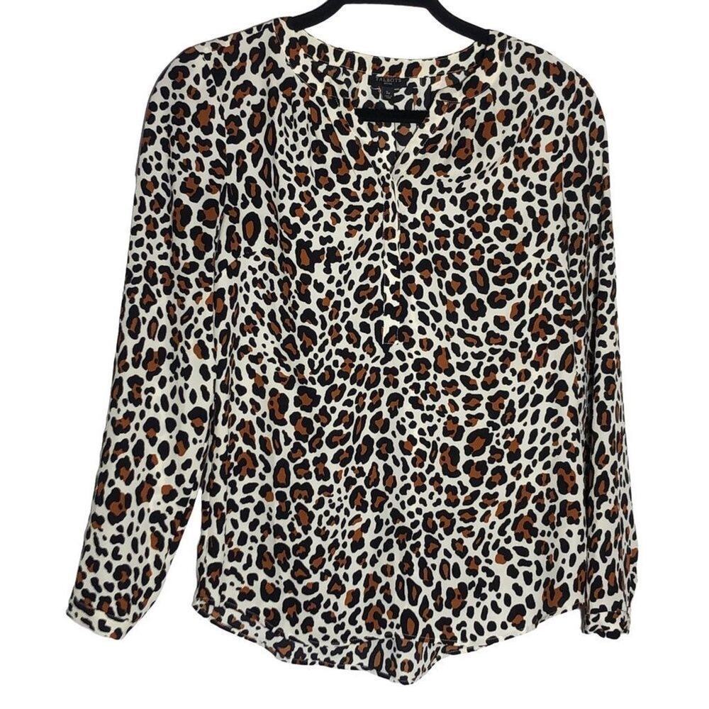 Talbots Slouchy Leopard Print Blouse Small Petite… - image 1